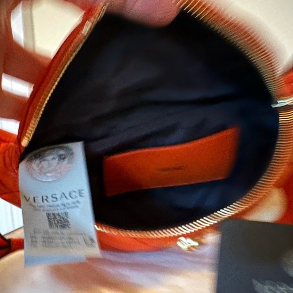 Versace Quilted orange leather fanny/belt/shoulder bag NEW (AUTHENTIC - Picture 9 of 10